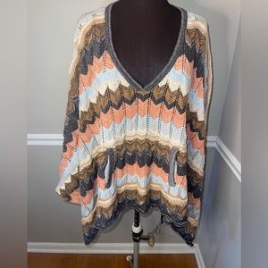 Goddis Women's Cotton Blend V Neck Sweater Poncho‎ Size M/L